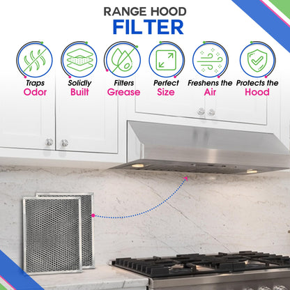 Bagean Stove Hood Vent Filter 8.50" x 11.25" LL62F Charcoal Grease Combo - Fits Ductless Broan Range Hood Filter Replacement - Metal Screen Filters Grease and Carbon Freshen Kitchen Stove Air (2-Pk)