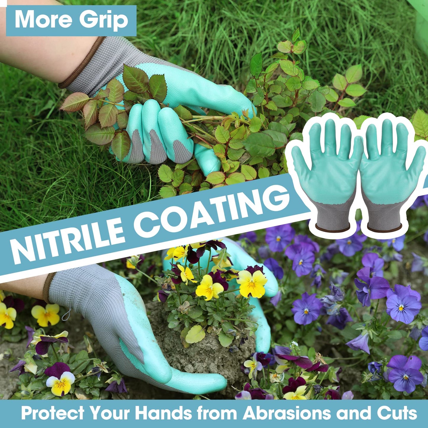 WORKPRO Aluminum Garden Tool Set – 4PCS Heavy Duty Hand Garden Tools, Includes Garden Gloves, Trowel, Cultivator & Pruner for Gardening, Planting & Landscaping, Garden Gifts for Women