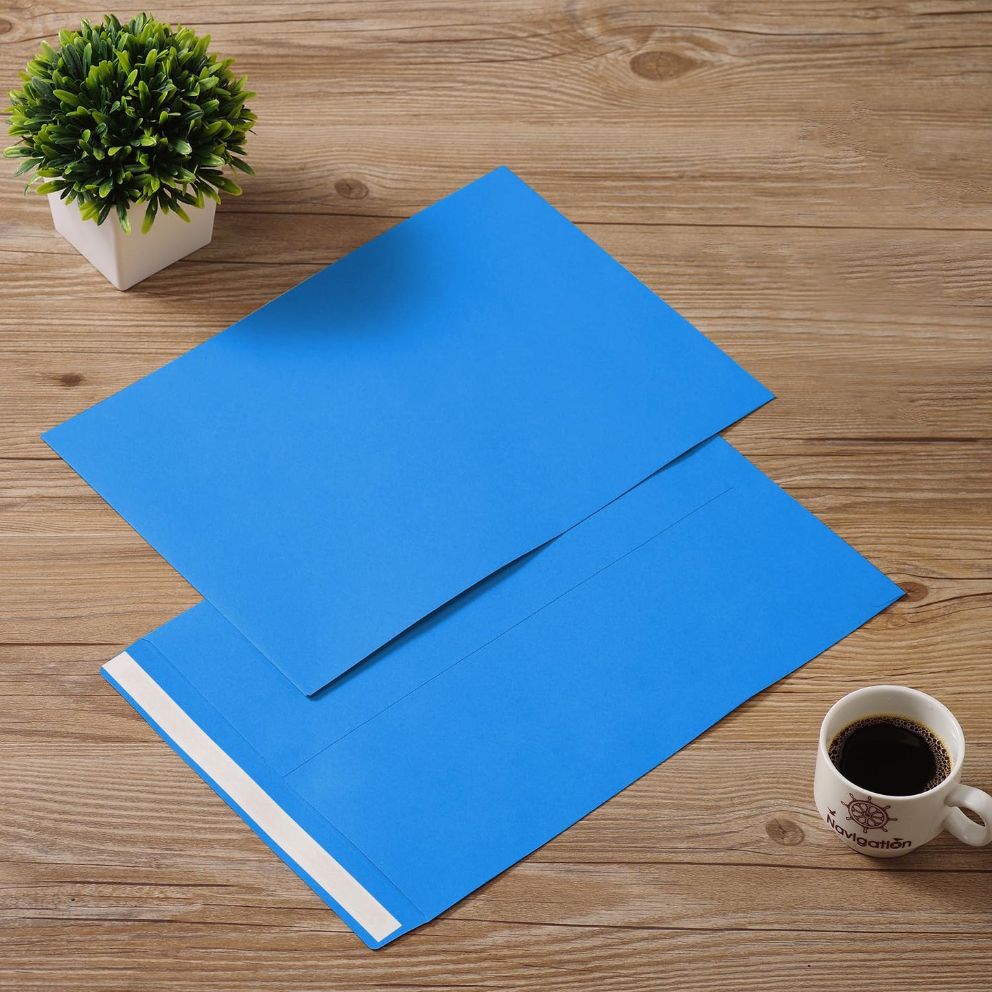 Tanshuqin 9" x 12.75" Dark Blue Self-Seal Catalog Envelopes Recycled Envelopes for Invitation Cards, Organizing and Storage, Pictures, Photos, Documents (100 PCS)