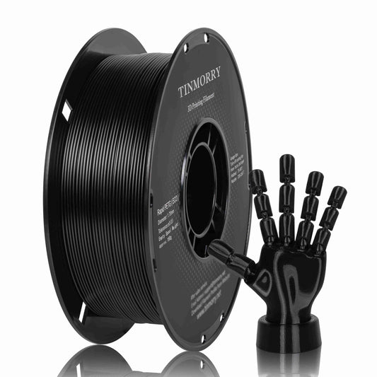 TINMORRY Rapid PETG Filament 1.75mm, 3D Printer Filament for High Speed Printing, Fits Most FDM 3D Printers, 1 KG Spool, PETG Black