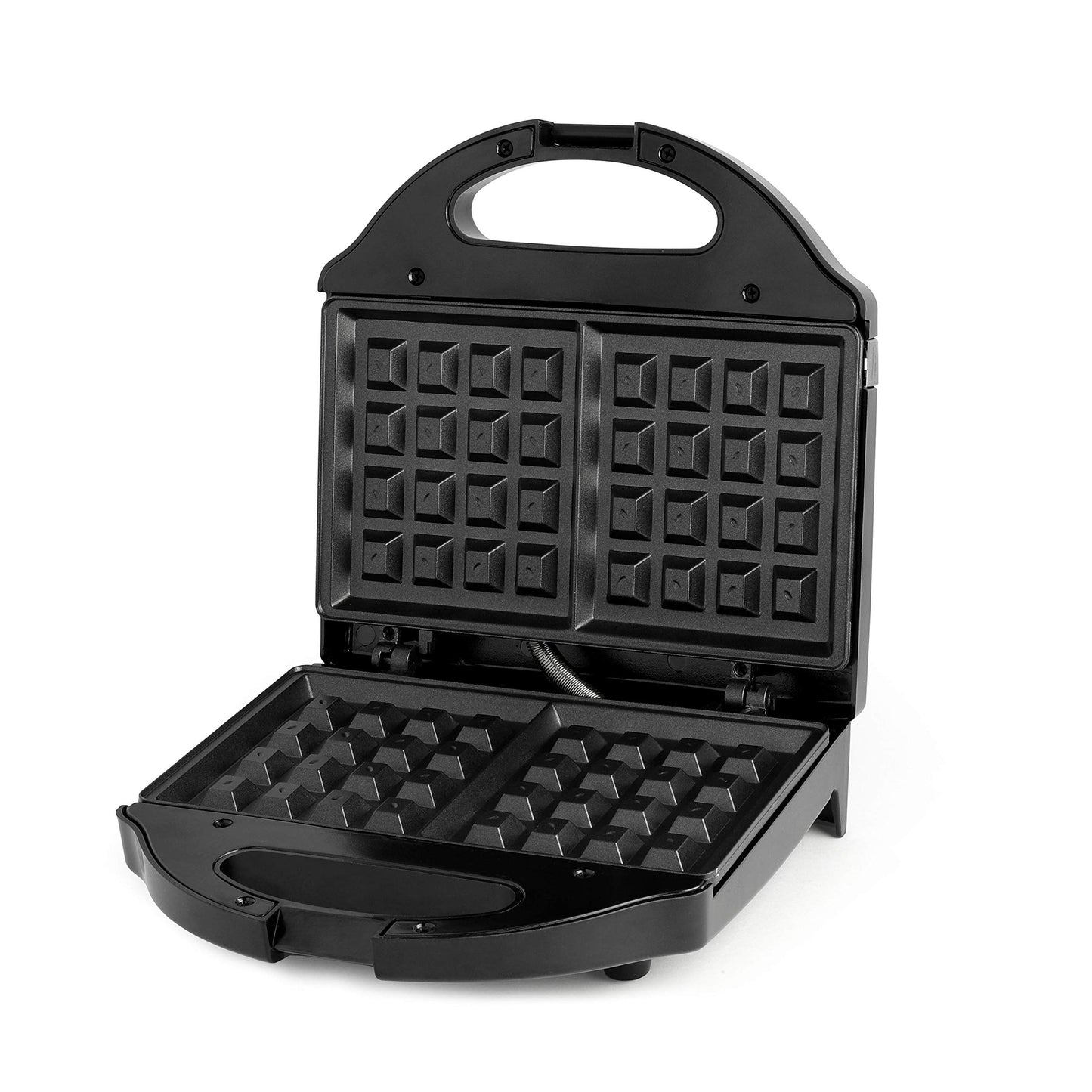 Salton Belgian Waffle Maker | Non-Stick Surface | 2 Waffles in Under 3 Minutes | Compact Upright Storage | Cool-Touch Handles | Recipe Book Included | Perfect for Breakfast & More | Black | WM1075BK