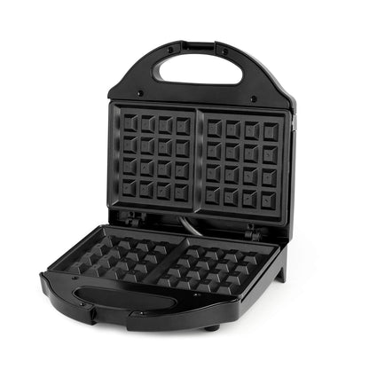 Salton Belgian Waffle Maker | Non-Stick Surface | 2 Waffles in Under 3 Minutes | Compact Upright Storage | Cool-Touch Handles | Recipe Book Included | Perfect for Breakfast & More | Black | WM1075BK