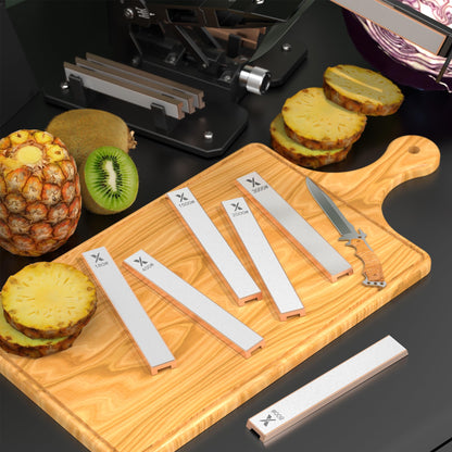 XARILK 6 PCS Diamond Knife Sharpening Stones Set with Aluminum Base 6.2×0.9", Diamond Plates Kit for XARILK Type Sharpeners System, 180# 400# 800# 1500# 2000# 3000# Grit