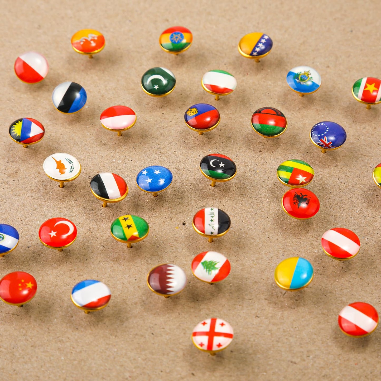 291pcs National Flag Thumb Tacks, Creative Country Flag Push Pins with Cork Board Push Pins for Map Travel Map Tacks for Bulletin Boards Soft Boards Offices Homes