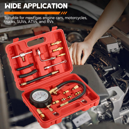 weyleity 0-140PSI Fuel Pressure Gauge Kit | Fuel Injection Pump Pressure Tester Gauge Kit, TU-114 Oil Pressure Tester Tool for Motorcycles Cars Trucks