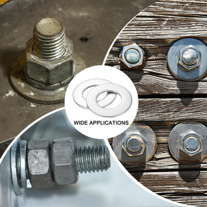 uxcell 10Pcs 1 inch Flat Washer, 304 Stainless Steel 1.062" ID x 2" OD x 0.134" Thick for Bolt Screw, Factories Repair, Kitchens, Shops, and Outdoor Construction, Silver