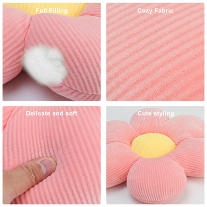 QKURT 2 Pcs Flower Pillows, Flower Shaped Cushion Floor Chair Seat Pad，Fluffy Soft Petal Cushion, Tatami Seating Pillow for Home, Office & Car, 40cm(Pink)