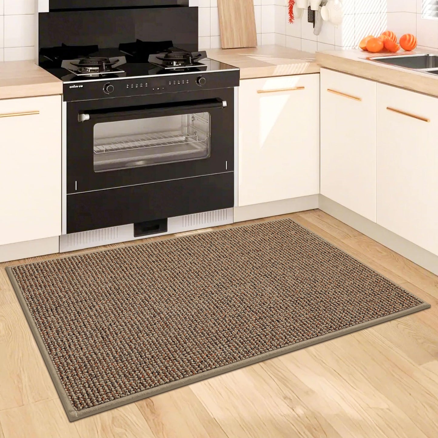 BEQHAUSE Kitchen Rugs 20"x32", Non-Slip Kitchen Mats for Floor, Super Absorbent and Stain Resistant Kitchen Rugs, Machine Washable Rugs for Kitchen, Hallway, Laundry & Sink, Taupe