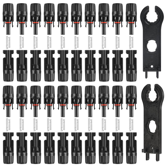 20Pairs/40PCS Solar Panel Connectors MC4 Male & Female Solar Cable Connectors Adapter IP67 Waterproof Dustproof Connector with 2 Pack Spanners 1000V 2.5mm²-6mm²