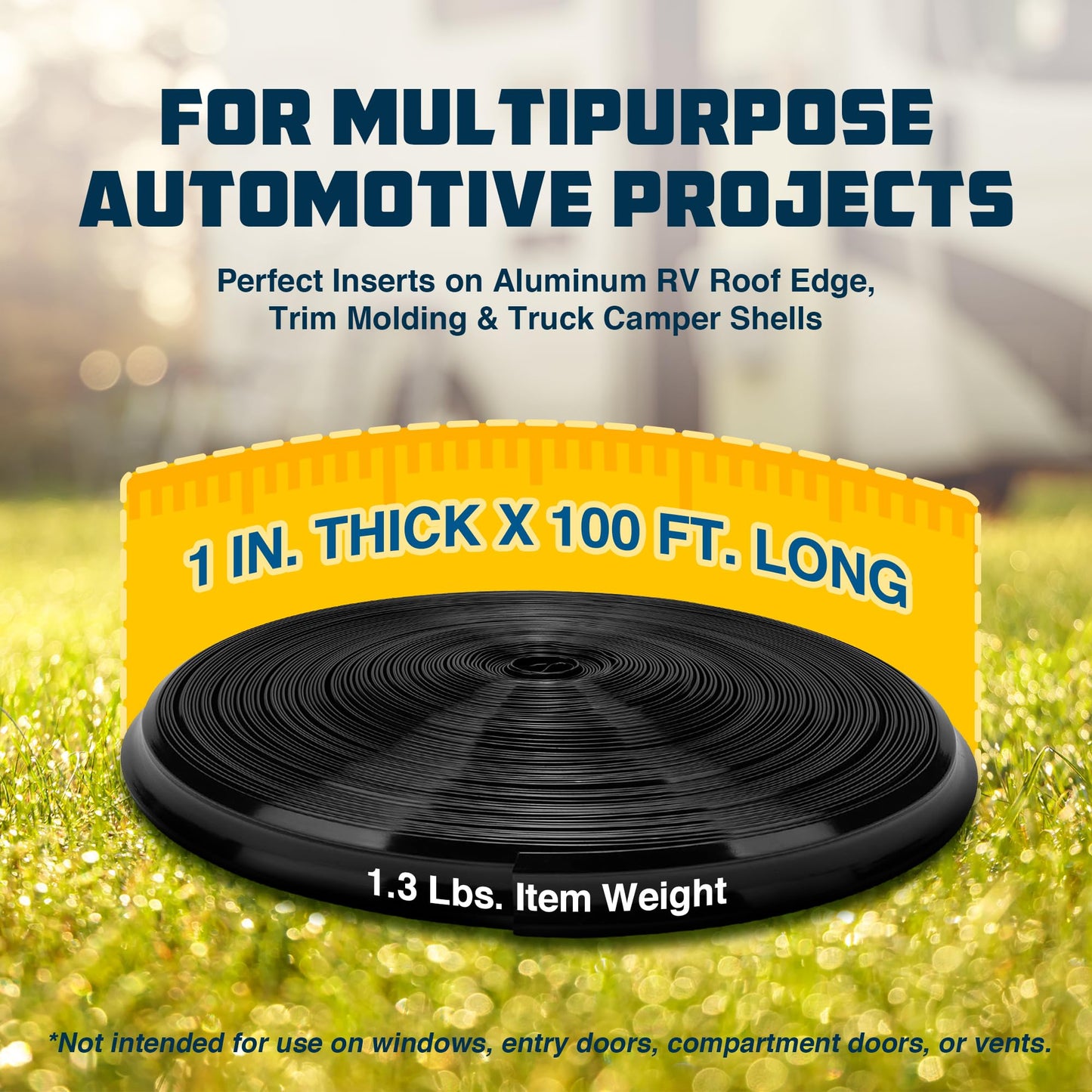 Camco 25212 RV Vinyl Insert, 1-Inch x 100-Feet, Black