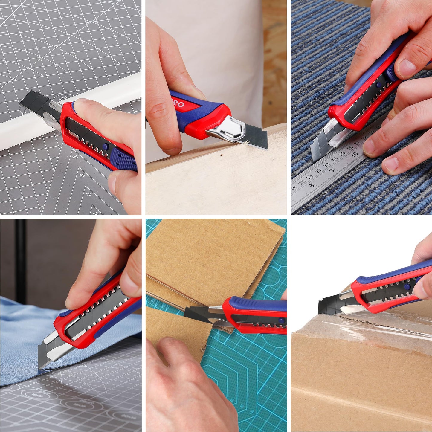 WORKPRO 5-Pack Snap-Off Utility Knife with 20-Pack 18 mm Razor Sharp Blades, Retractable Box Cutter for Cutting Cardboard, Boxes,Carpet, Rope