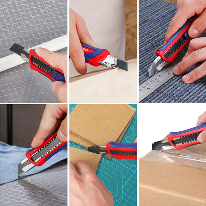 WORKPRO 5-Pack Snap-Off Utility Knife with 20-Pack 18 mm Razor Sharp Blades, Retractable Box Cutter for Cutting Cardboard, Boxes,Carpet, Rope