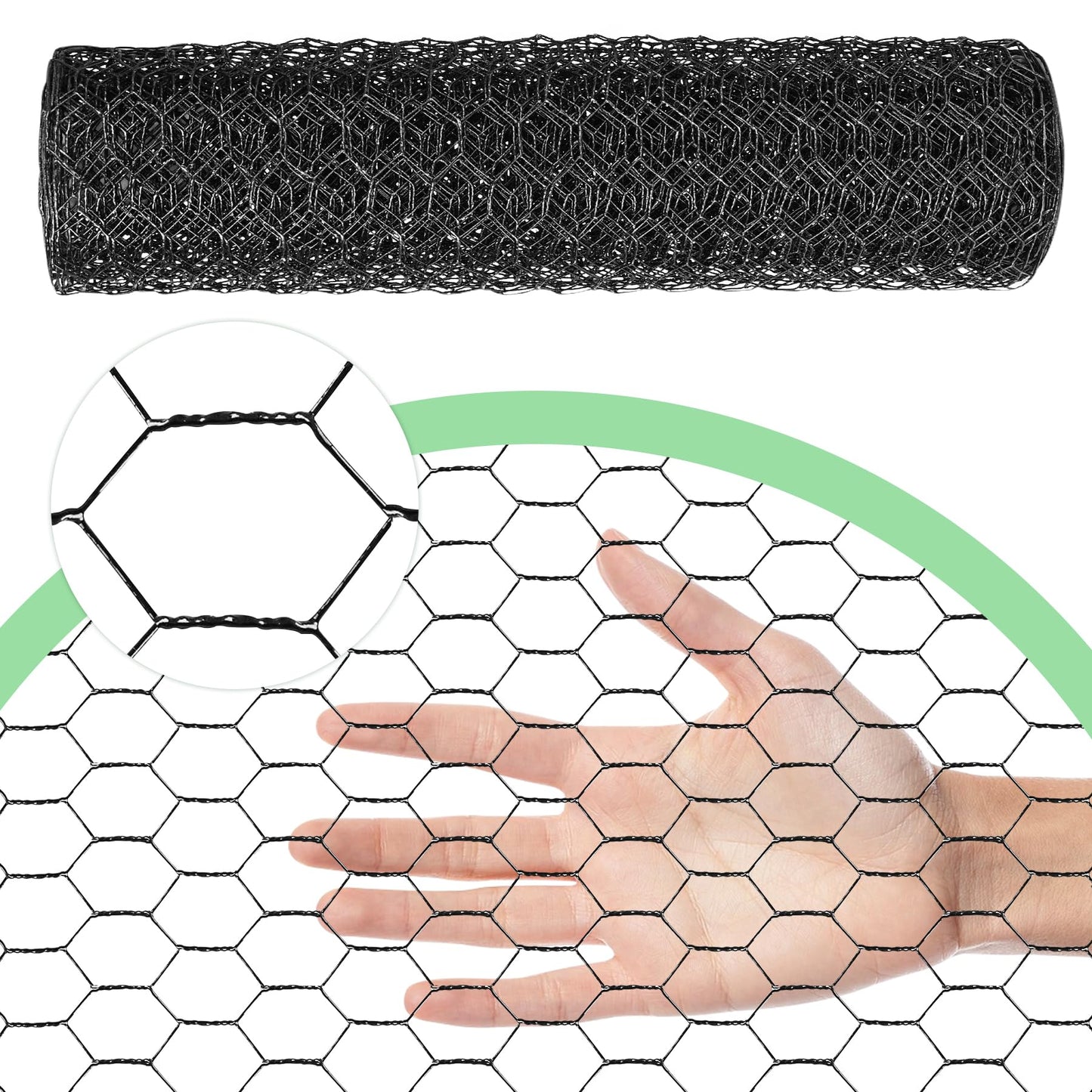 Chicken Wire 13.7 in x 236 in Poultry Wire Netting Hexagonal Galvanized Mesh Garden Fence Barrier for Pet Rabbit Chicken Fencing (PVC-Coated)