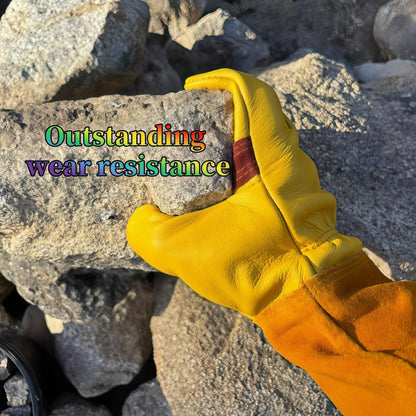 wfkwcxw Rose Bush Weeding Poison Ivy and Cactus Gloves for Adults, Long Garden Gloves Thorn Proof, Thoughtfully Paired with Rubber Gloves, Yellow, Large