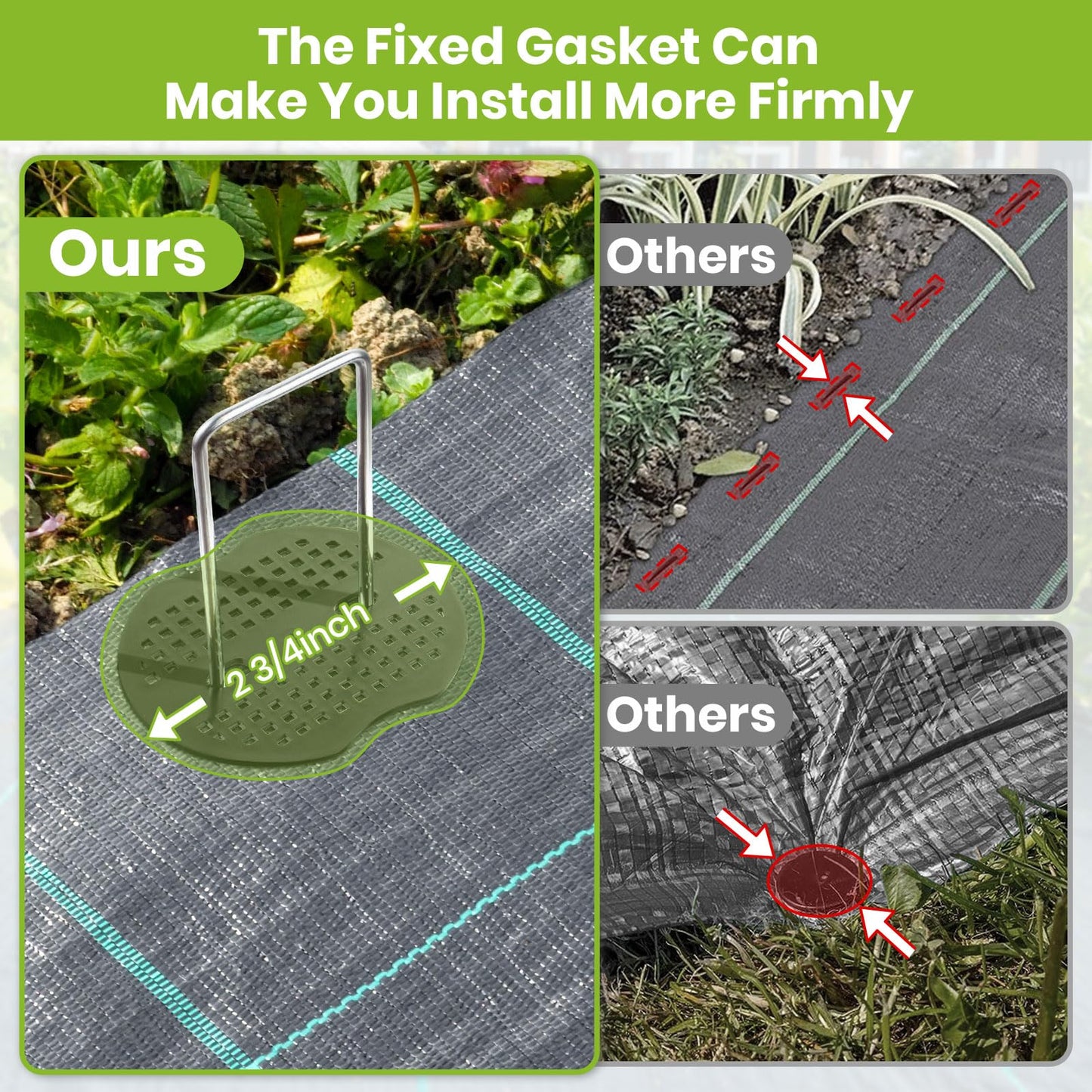 Velway 100 Weed Control Membrane Pegs + 100 Buffer Washer, 6"/150mm Weed Mat Pegs, Metal Garden Landscape Staples Artificial Grass Pins Ground Cover Mossing Fabric Artificial Barrier Pegs Assesories