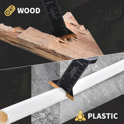 LONGTERM 10PCS Bi-Metal Titanium-Coated Oscillating Saw Blades Multi Tool Blades Set for Wood/Metal/PVC Cutting, Quick Release Durable Blades Compatible with DeWalt, Makita, Ryobi