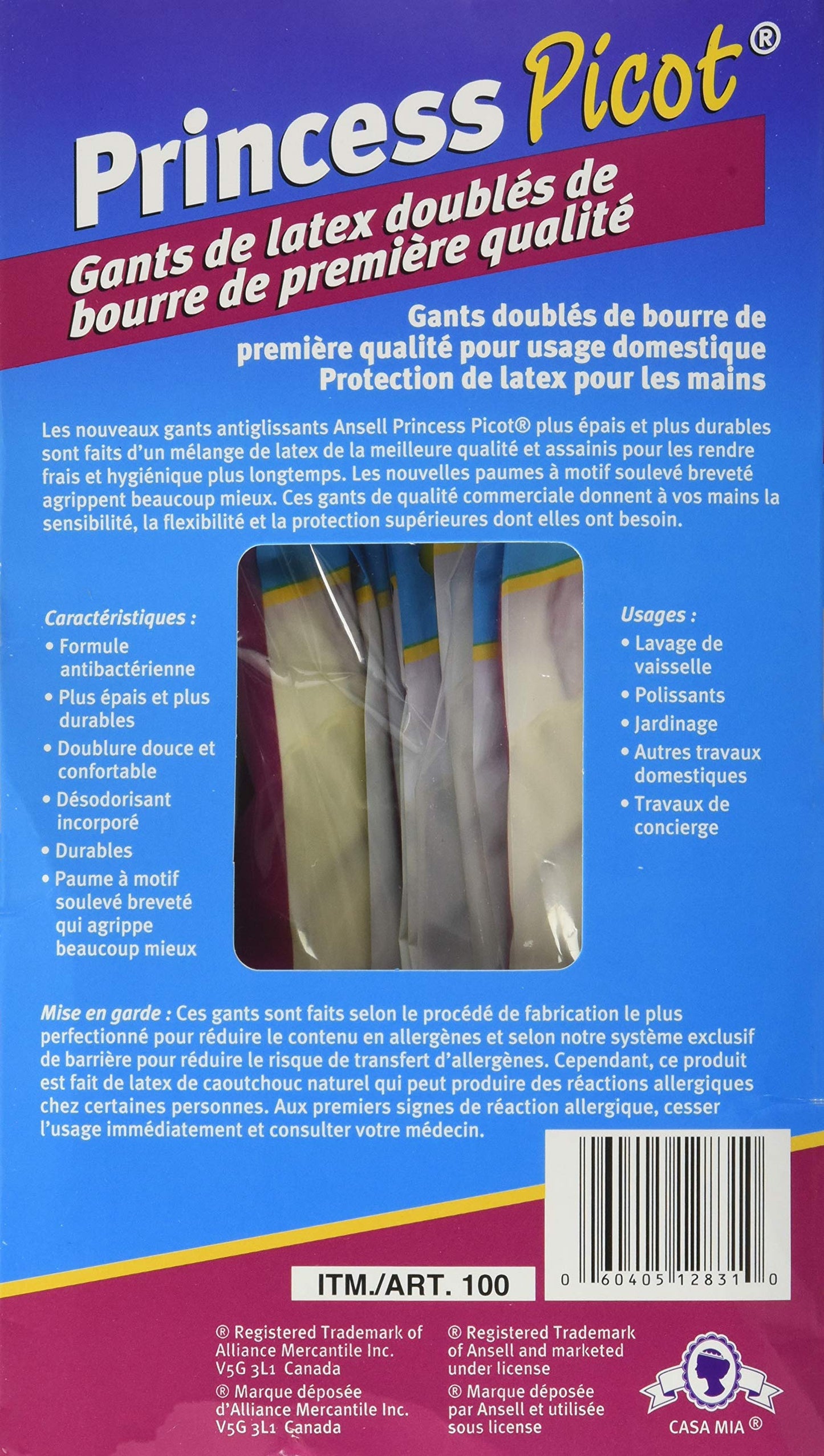 Princess Picot Rubber Gloves Medium (12 Pairs), 12 Count
