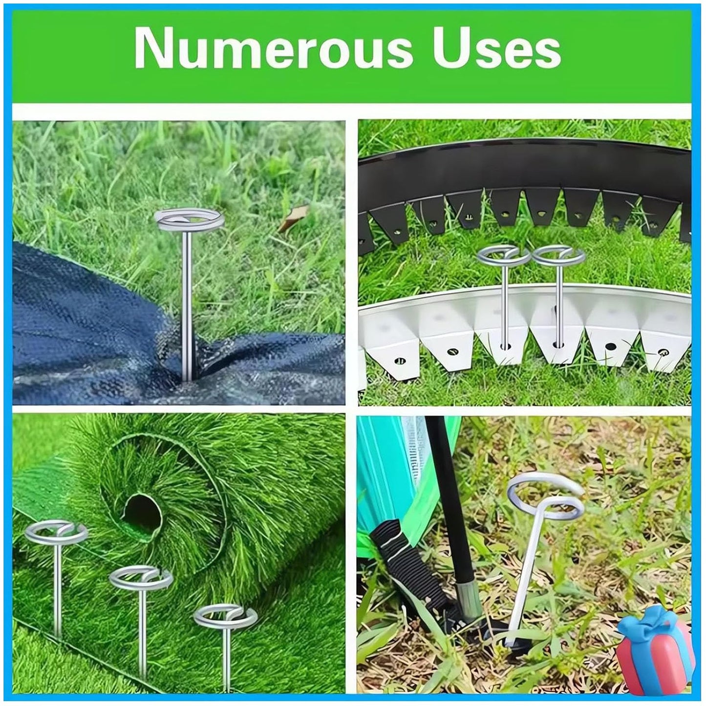100 Pcs Circle Top Landscape Staples, 6 Inch G-Shaped Thickened Galvanized Garden Staples, Rust-Resistant Ground Cover Pins for Weed Barrier & Landscaping Projects
