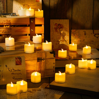 Da by LED Tea Light, Remote Control Tea Light, Electric Flashing Battery Powered LED Candle 1.5" x 1.5" for Wedding Party Halloween Christmas Home Decor 24pcs