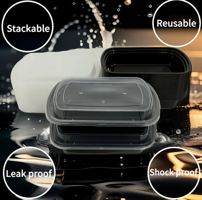 25pack 32oz Plastic meal prep container w/lid, Food prep containers, Take out containers，Food Storage container microwave and freezer safe- Black