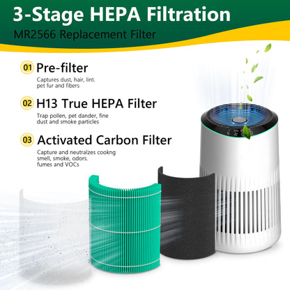 SAKEGDY MR2566 Replacement Filters,Compatible with MORENTO MR2566 Air Purifier, Pet Dander Version (2-Pack) - 3-in-1 Combo with 10 Aroma Pads