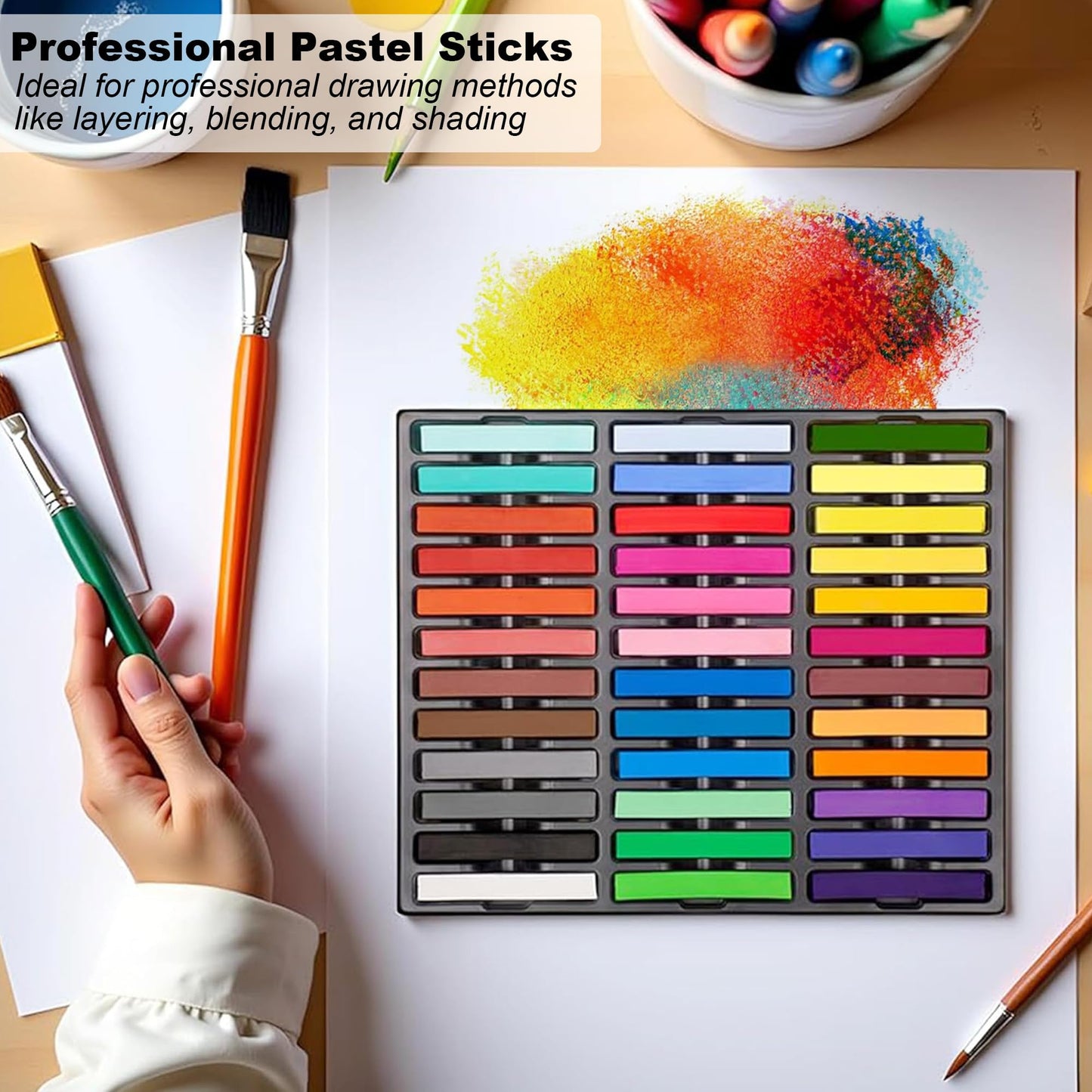 Dlicoda Soft Pastel Sticks, 36 Vibrant Colors Artist Chalk Sticks for Drawing, Blending, and Shading, Adult Art Supplies