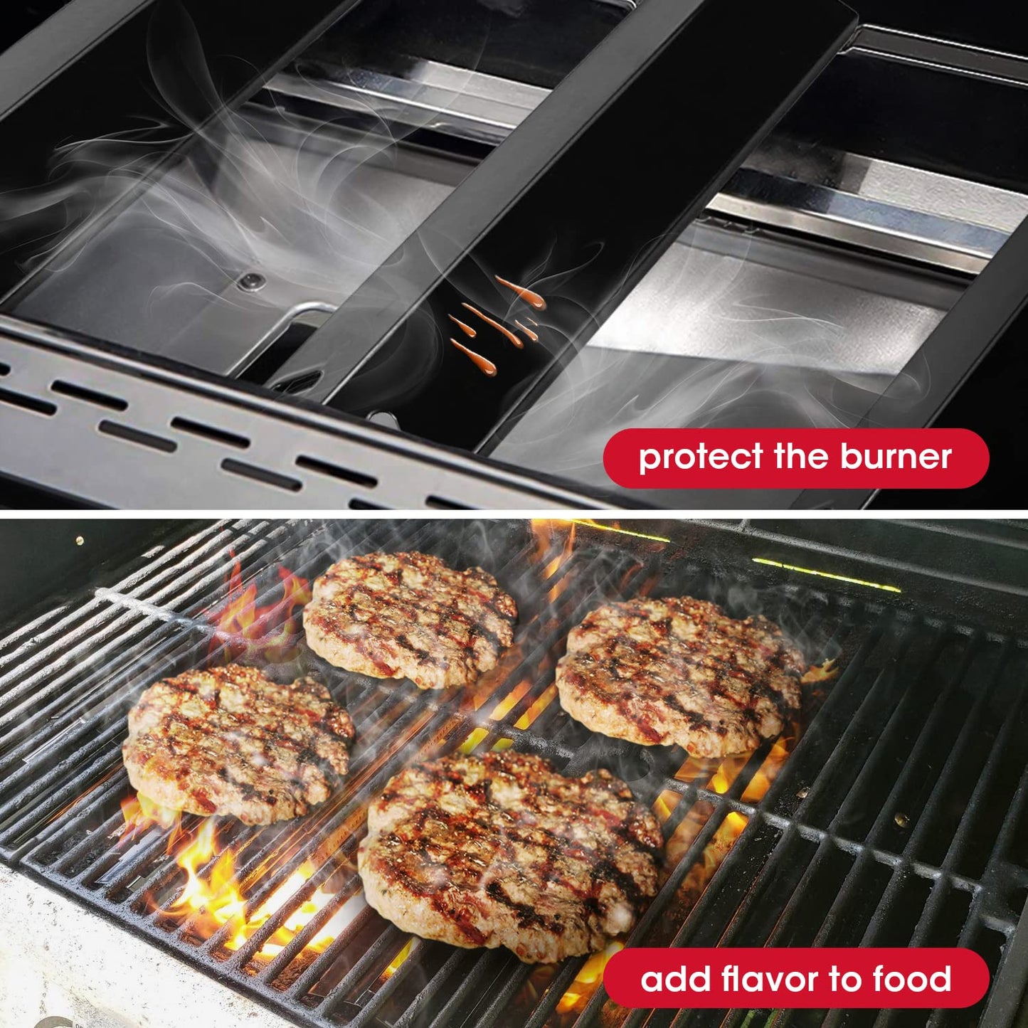 Unicook 4 Pack BBQ Burner Covers Replacement Parts, Heavy Duty Porcelain BBQ Heat Shields, Grill Heat Shield for Outdoor Grill, 15 x 3 13/16 Inch