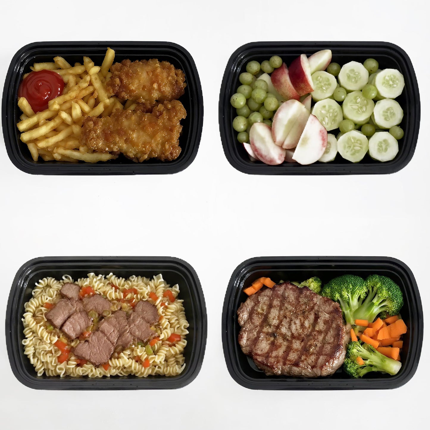 25pack 32oz Plastic meal prep container w/lid, Food prep containers, Take out containers，Food Storage container microwave and freezer safe- Black