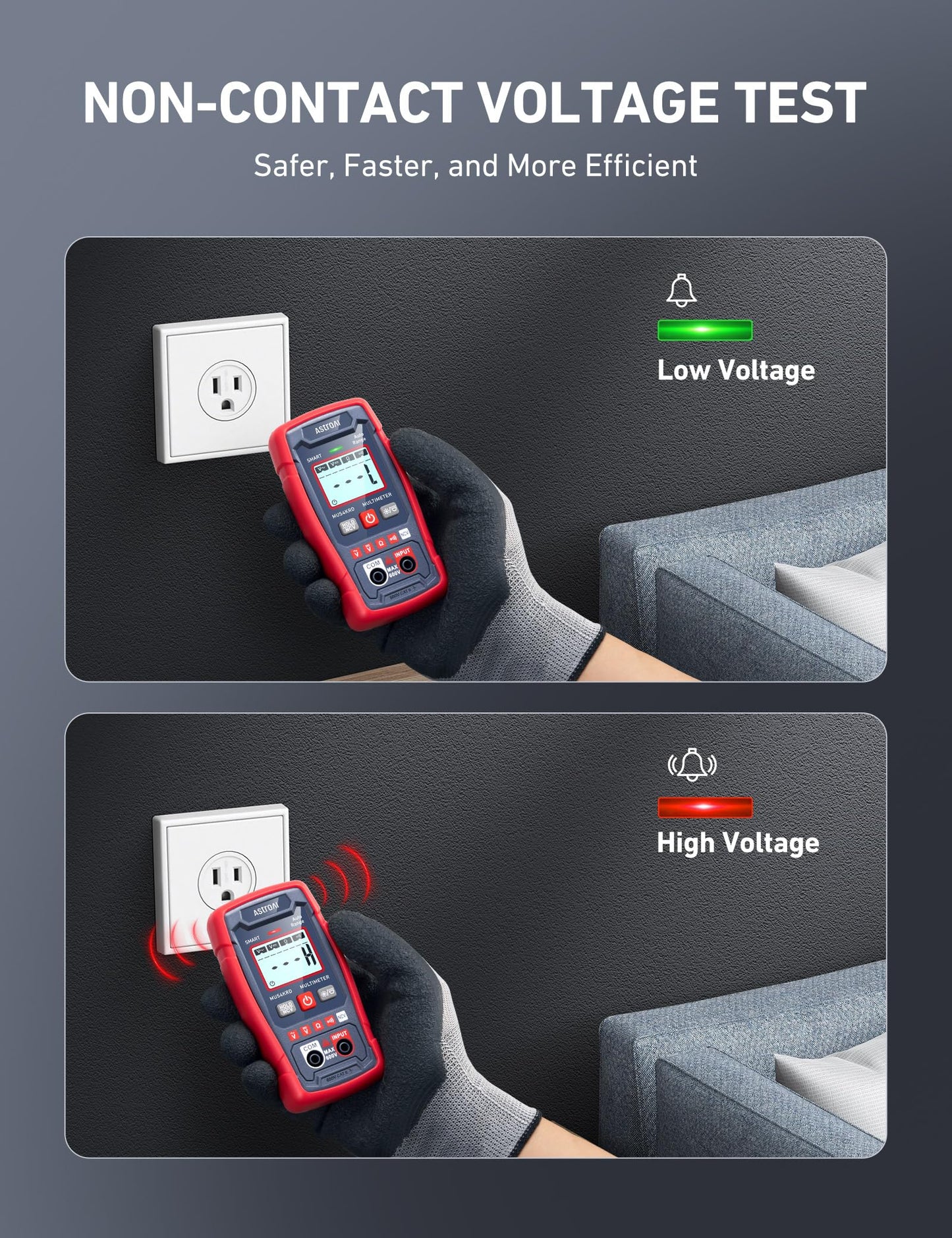 AstroAI Digital Multimeter 4000, Auto-Ranging Voltmeter with Smart Mode, Volt Meter with Non-Contact Voltage Function, Fast Accurately Measures AC/DC Voltage, Resistance, Continuity