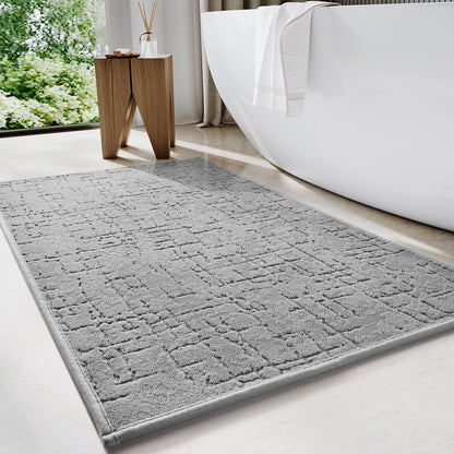 TCHDIO Bath Mat Super Absorbent-Quick Dry Bathroom Mat-Extra Soft Machine Washable Bath Mats for Bathroom-Thin Bathroom Rug Fit Under Door-Rubber Backing Bath Mat Non Slip in Front of Shower,Bathtub