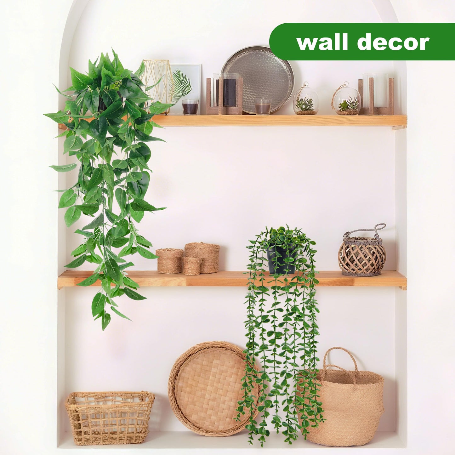 Der Rose 4Pcs Fake Plants Hanging Artificial Ivy Vines Faux Hanging Plants for Boho Home Bathroom Bedroom Living Room Wall Shelf Office Decor Indoor Outdoor