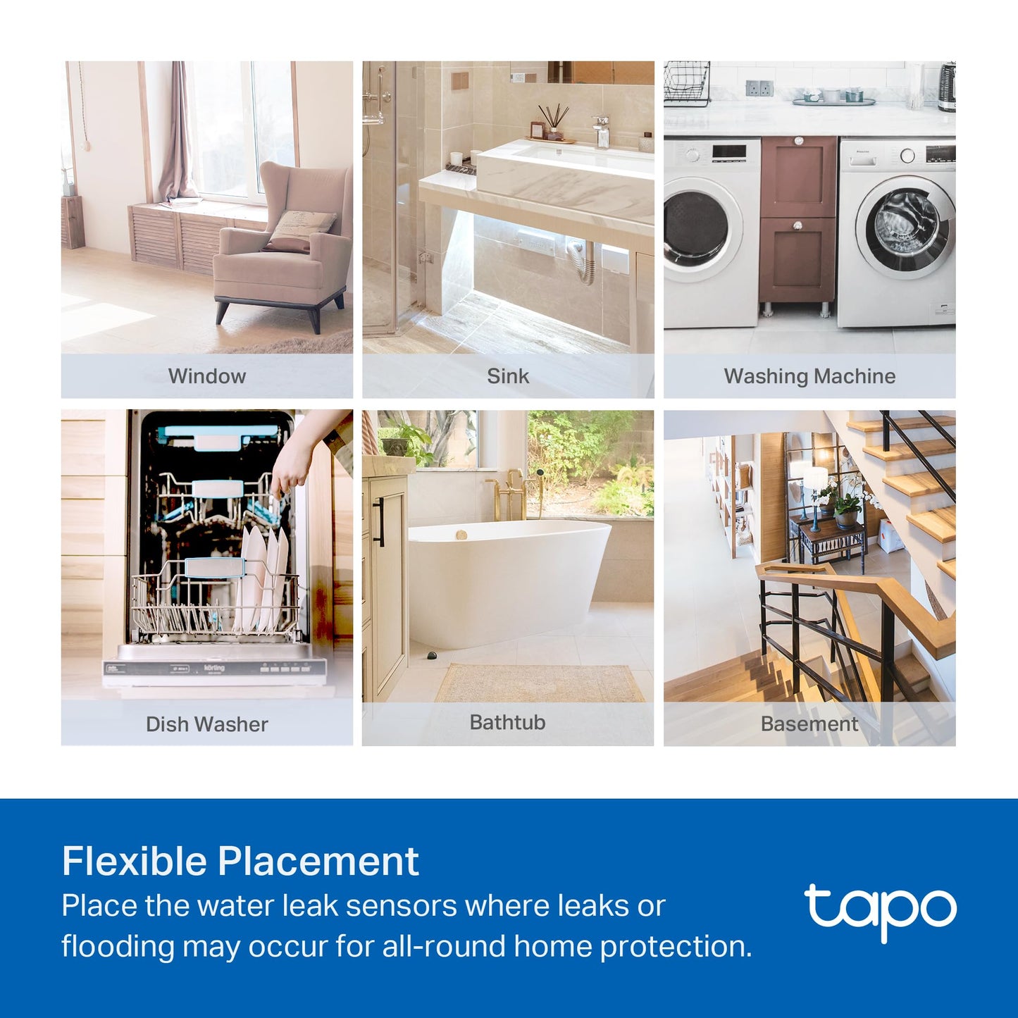 TP-Link Tapo Smart Water Leak Detector, Requires Tapo Hub, Water Leak Sensor Wi-Fi with Rapid Dripping Detection, 90dB Adjustable Alarm, App Alerts, Compatible with Alexa and Google Home, T300