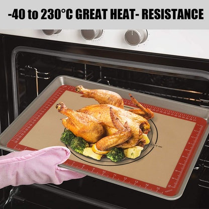 Sapid 4 Pieces Silicone Baking Mats with Measurement, Resuable Non-Stick Silicon Baking Sheet Liners for Oven Pan, Macaron/Cookies Making, Heat- Resistance Countertop Mat (2 Half + 2 Quarter Sizes)