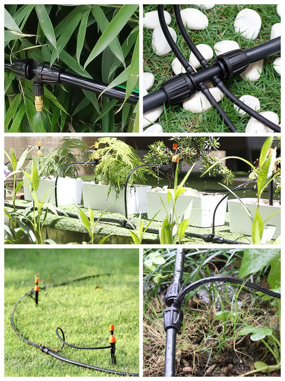 24 Pcs 1/2 inch Tubing Irrigation Fittings Kit, Kalolary Barbed Locked Connectors for Garden Lawn Drip Irrigation System(Switch Valves, T Connectors, Tees, Elbows, Ends, 1/2" to 1/4" tubing Reducers)