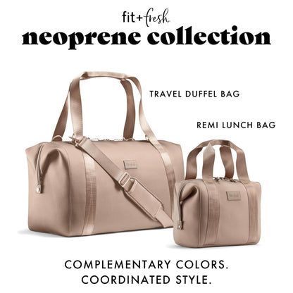 Fit & Fresh Neoprene Lunch Bag for Women, Insulated Womens Lunch Bag for Work, Tear & Stain Resistant Large Lunch Box for Women with Containers and Ice, Machine Washable Remi Lunch Bag, Taupe