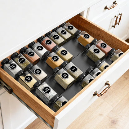 Ceecysaa Spice Drawer Organizer, 4 Tier- 8 Pack Expandable from 9" to 18" for Seasoning Jars Drawers Insert, Kitchen Spice Rack Organizers for Drawer/Countertop (Jars Not Included)