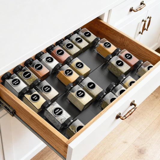 Ceecysaa Spice Drawer Organizer, 4 Tier- 8 Pack Expandable from 9" to 18" for Seasoning Jars Drawers Insert, Kitchen Spice Rack Organizers for Drawer/Countertop (Jars Not Included)