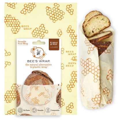 Bee's Wrap Beeswax Wraps for Food - Bread Wrap - Made in USA Reusable Bread Storage Bags - Organic & Eco-Friendly Alternative to Aluminum Foil, Sourdough Bags & Plastic Wrap, Honeycomb