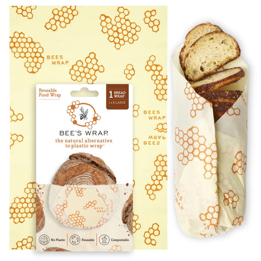 Bee's Wrap Beeswax Wraps for Food - Bread Wrap - Made in USA Reusable Bread Storage Bags - Organic & Eco-Friendly Alternative to Aluminum Foil, Sourdough Bags & Plastic Wrap, Honeycomb