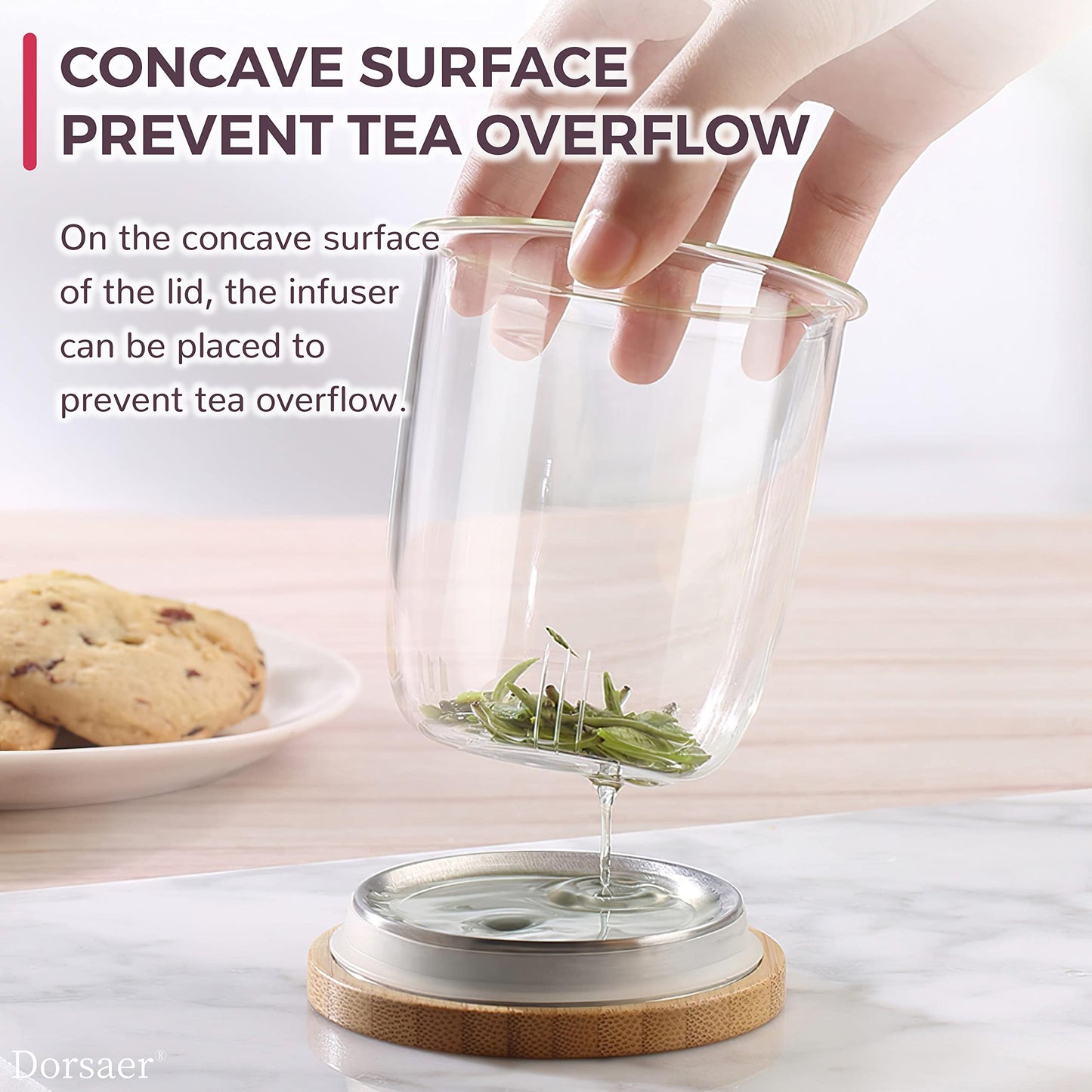 Dorsaer Glass Tea Mugs - Glass Tea Cup with Glass Infuser and Lid for Tea Steeping at Home and Office (16.9 oz)