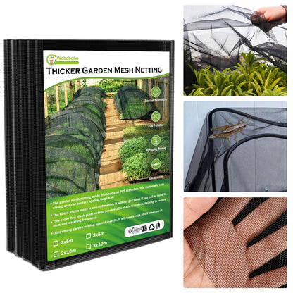 Wohohoho Stronger Garden Insect Mesh Netting, 6.6Ft x 16Ft Nano Black Bird Net Barrier. Mosquito Netting Screen for Patio Balcony Porch Cover, Garden Protection for Vegetables Plants, Shading Rate 33%