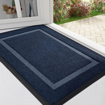 Arotive Front Door Mat Outdoor Indoor Entrance, Non Slip Heavy Duty Sturdy Natural Rubber Mat, Durable & Fade Resistant, Easy Clean Low Profile Welcome Mat for Entryway and Patio, 30 x 17, Navy