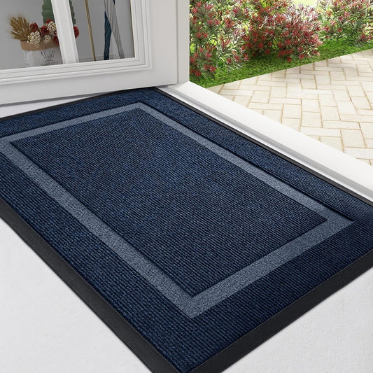 Arotive Front Door Mat Outdoor Indoor Entrance, Non Slip Heavy Duty Sturdy Natural Rubber Mat, Durable & Fade Resistant, Easy Clean Low Profile Welcome Mat for Entryway and Patio, 30 x 17, Navy