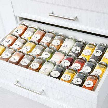 SimpleHouseware Spice Jars 4 Ounce Square Bottles w/label, 12 Pack