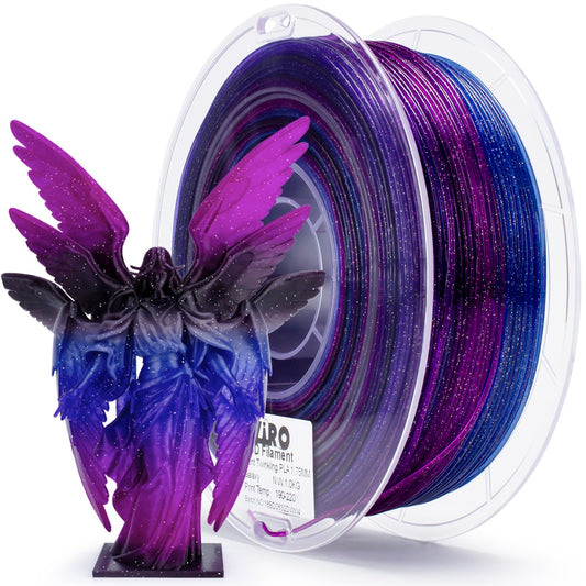 ZIRO Fast Color Changing Twinkling PLA, PLA Filament 1.75mm, Sparkle Glitter with Colorful Transluent PLA, 3D Printing Material,1kg Spool, Dimensional Accuracy +/-0.03mm, Fit Most 3D Printers, Galaxy