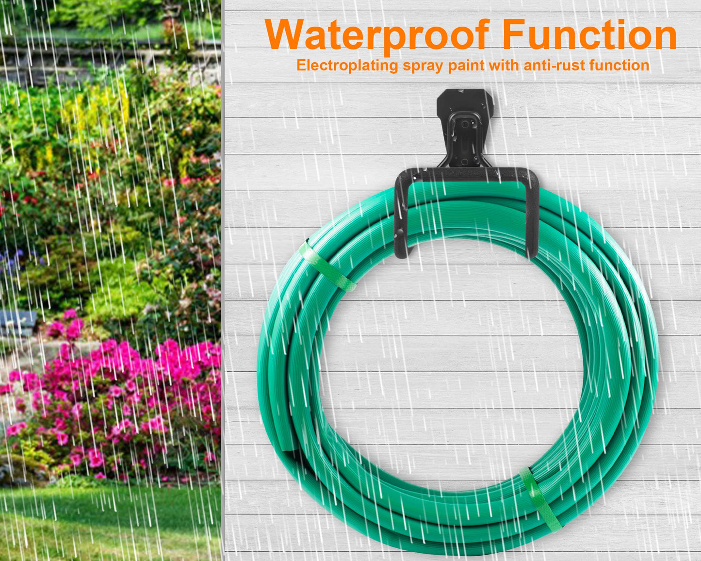 2pcs Heavy Duty Hose Hanger Garden Hose Storage Black Water Hose Holders for Outside Wall Mount Sturdy Garden Hose Reel Hose Stand for Garden