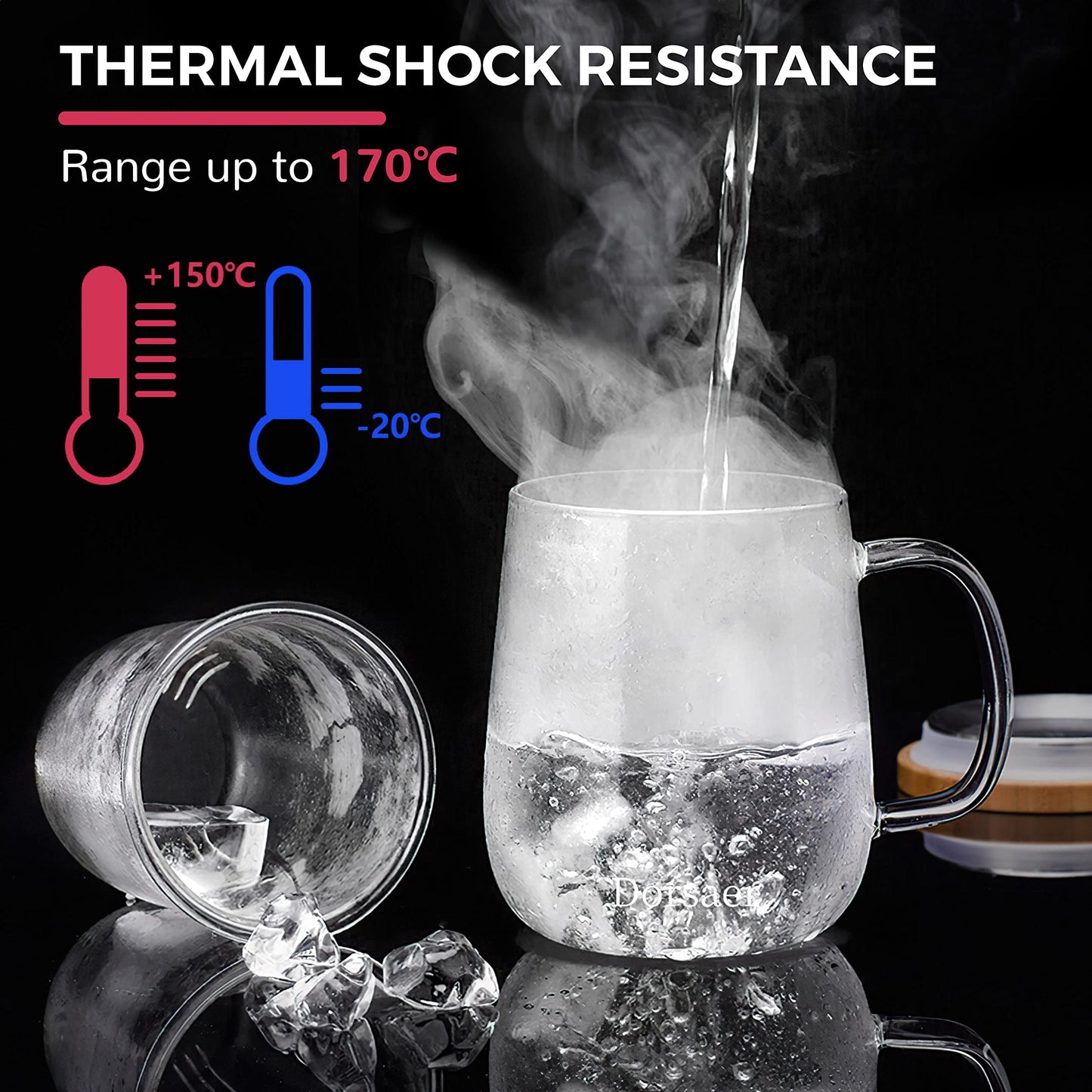 Dorsaer Glass Tea Mugs - Glass Tea Cup with Glass Infuser and Lid for Tea Steeping at Home and Office (16.9 oz)