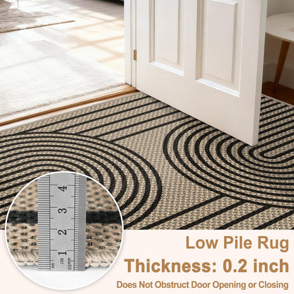 VSIWB Door Mat Entrance 2'x3', Easy Jute Area Rug, Non-Slip Absorbent Dirt Resist Front Back Door Mat, Easy Clean Washable Low-Profile Doormat for Entryway, Front Door, Inside Entrance,Kitchen, Black