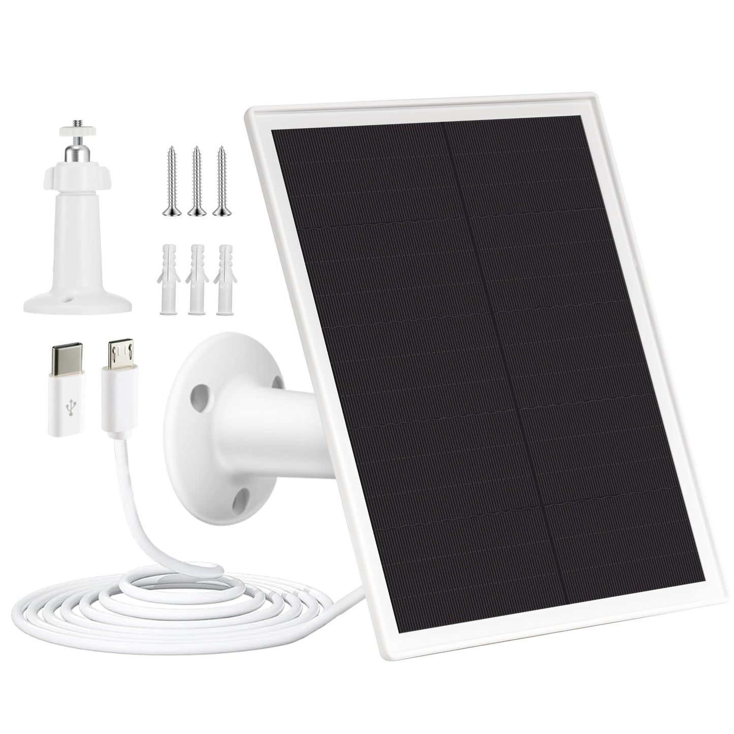 Solar Panel for Security Camera Outdoor, Solar Panel Charger for Rechargeable Battary Powered Surveillance Camera, IP65 Waterproof,13ft Cable，360°Adjustable Mounting (1)