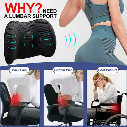 BYMECOST Lumbar Support Pillow for Car, Memory Foam Car Seat Back Support Pillow for Driving, Back Cushion with Strap for Pain Relief, Ergonomic Back Cushion for Office Chair, Wheelchair (Black)